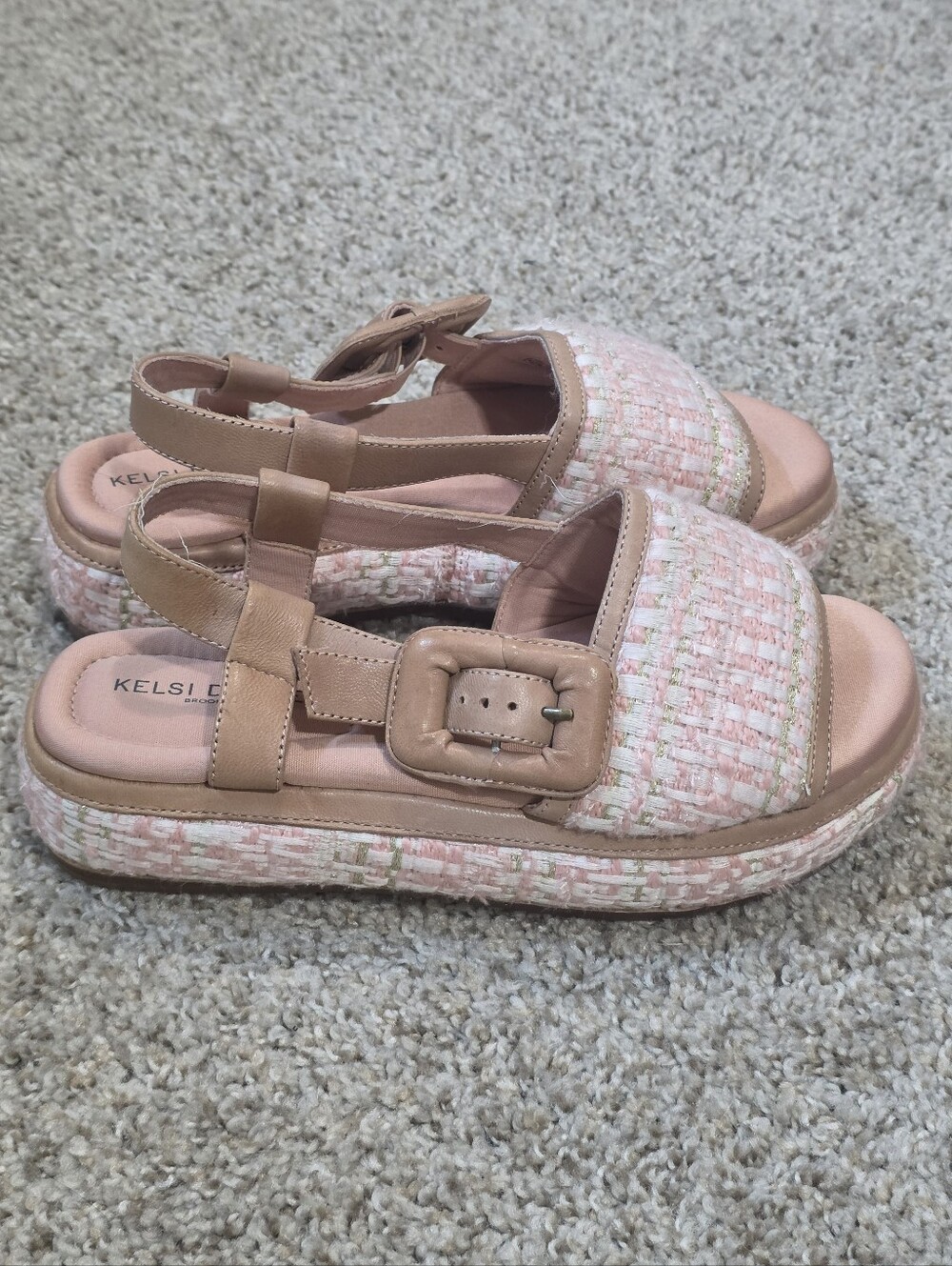 Kelsi Dagger Donovan Pink Tweed Platform Sandals Size 7